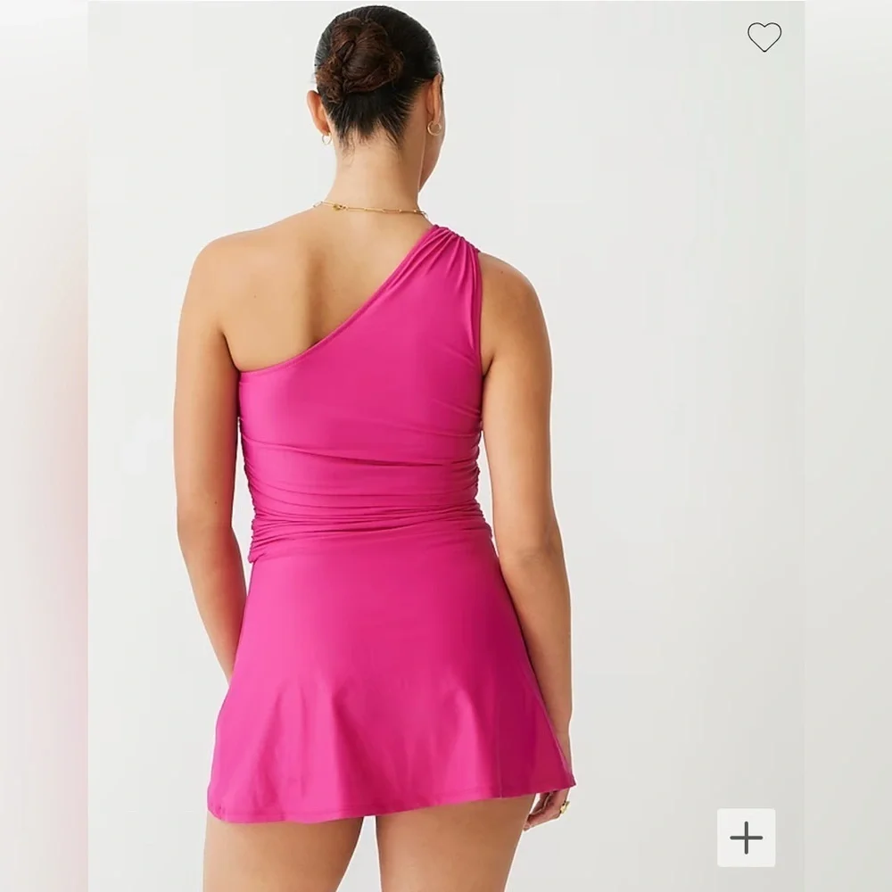 J Crew Ruched One Shoulder Swim Dress Size 22 NWT Radiant Fuchsia